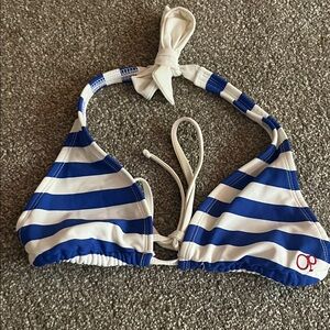OP Blue and White Striped Bikini Top